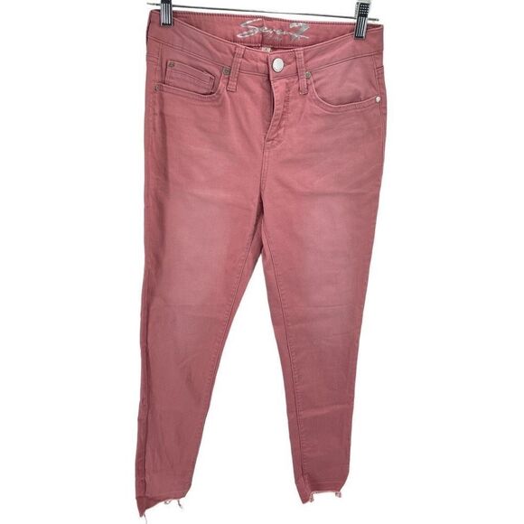 Seven 7 Womens Raw Hem Skinny Jeans Pocket Stretch Mid Rise Pink Size 4 - Picture 8 of 9